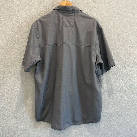 Realtree Navy Blue & White Check Outdoor Active Short Sleeve Button Down Large - Picture 6 of 7